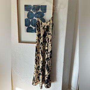 Zara Satin Midi Cow Print Dress